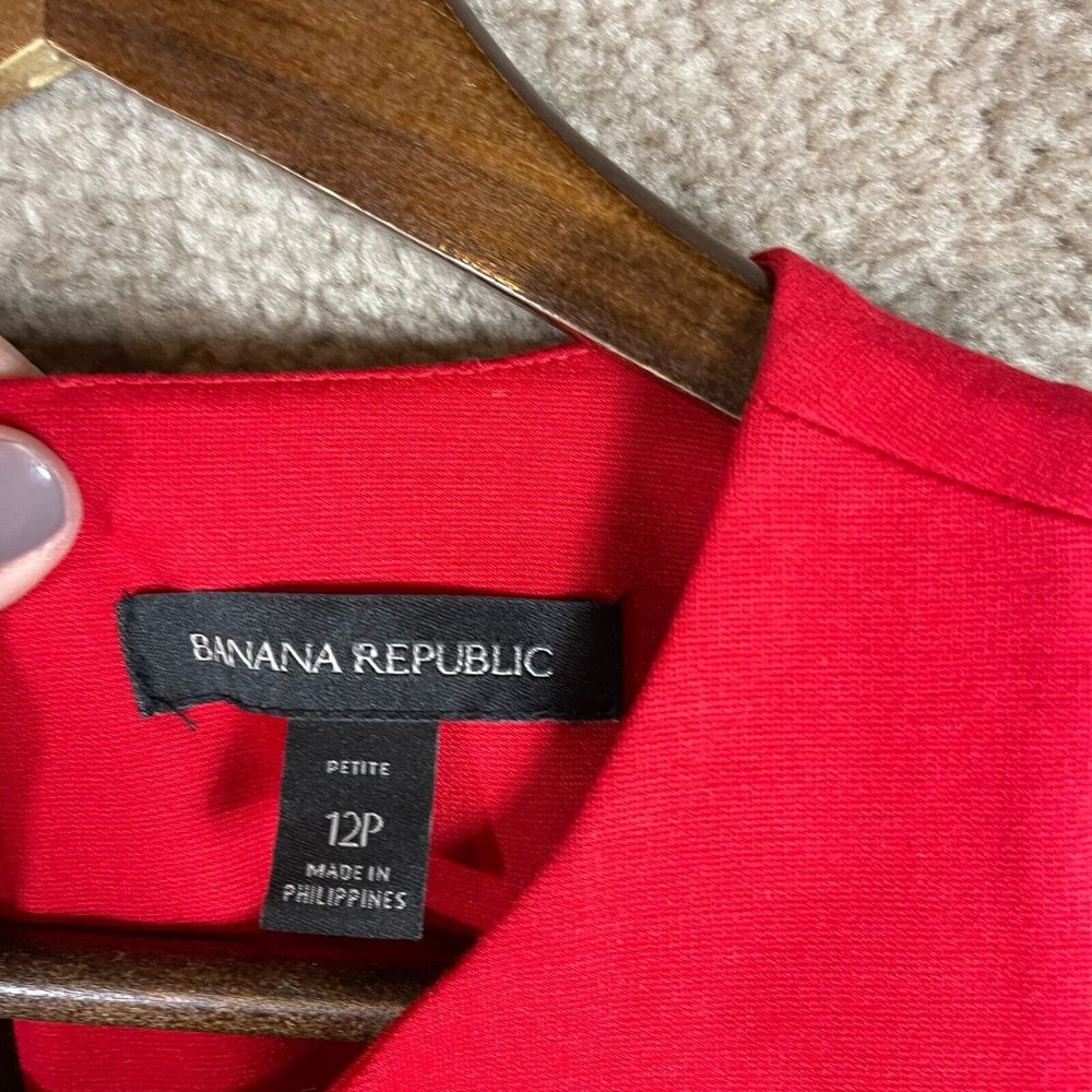 Banana Republic Mini Dress Petite Size 12P Red Sleeveless Ponte Knit Ruffle Hem - Picture 8 of 12